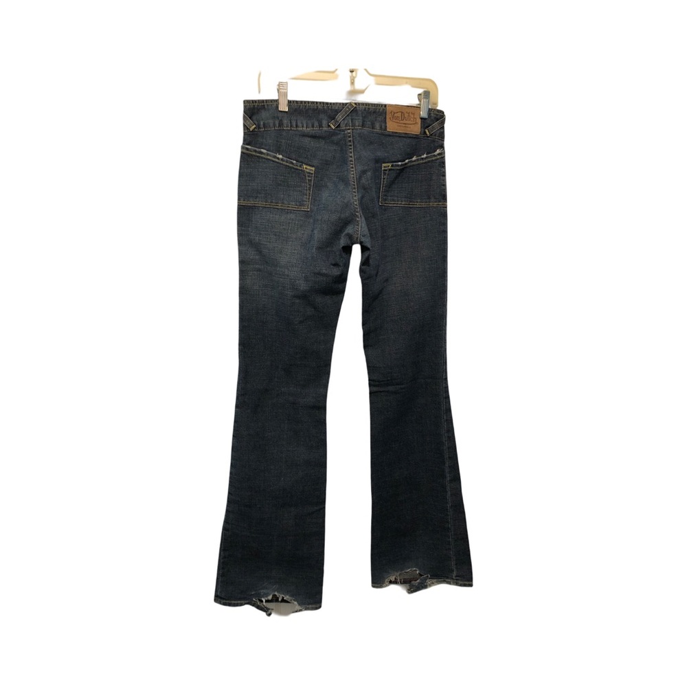 VonDutch Vintage Destroyed Whiskered Boot Cut Jeans Mens Sz 29 Med. Blue Low Cut